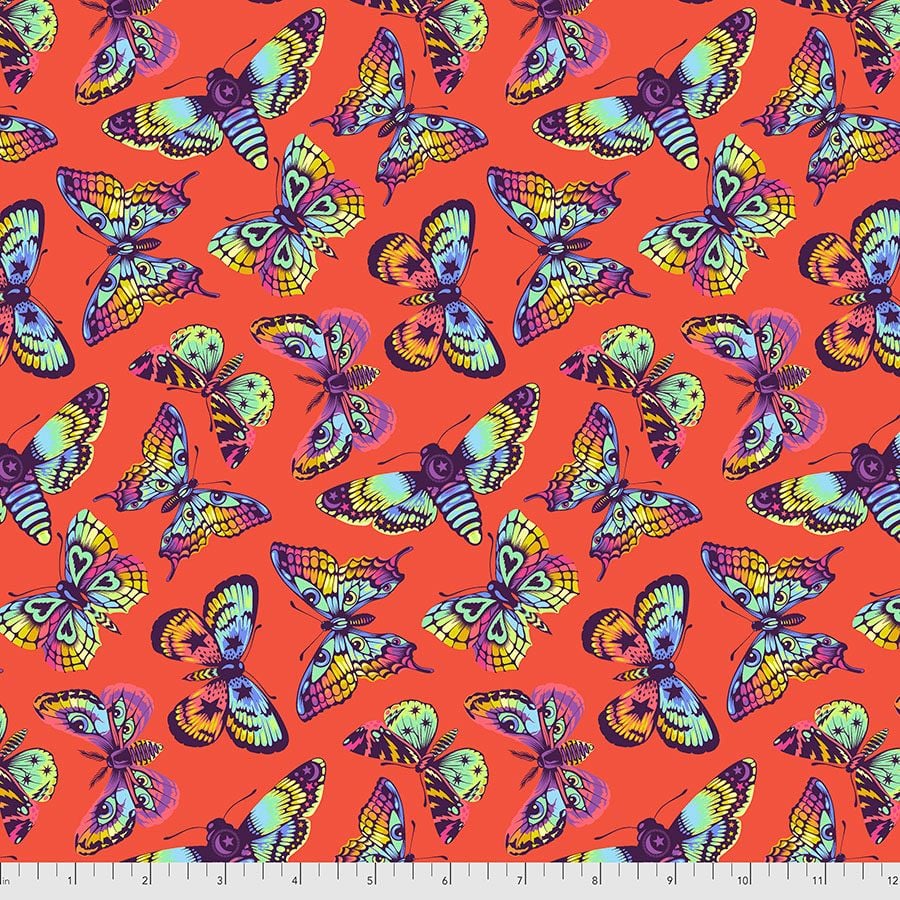 PRE-ORDER Tula Pink Daydreamer Butterfly Kisses Papaya Cotton Fabric