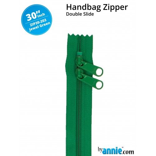 By Annie 30" Handbag Zipper Double Slide Jewel Green Zip