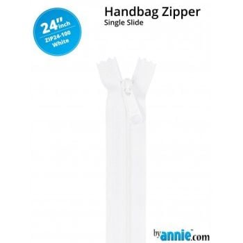 By Annie 24" Handbag Zipper Single Slide White Zip