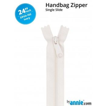 By Annie 24" Handbag Zipper Single Slide Ivory Zip