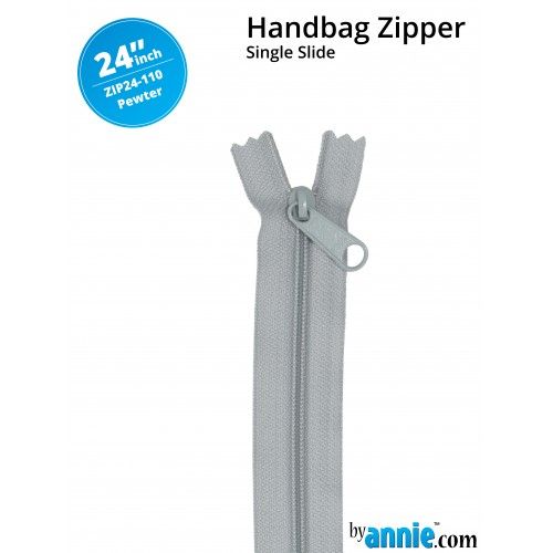 By Annie 24" Handbag Zipper Single Slide Pewter Zip