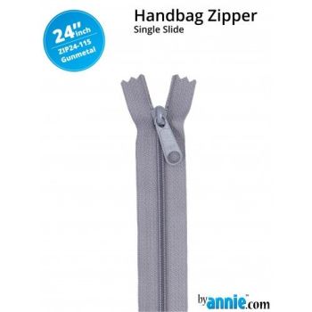 By Annie 24" Handbag Zipper Single Slide Gunmetal Zip