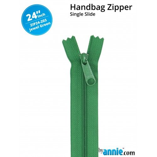 By Annie 24" Handbag Zipper Single Slide Jewel Green Zip