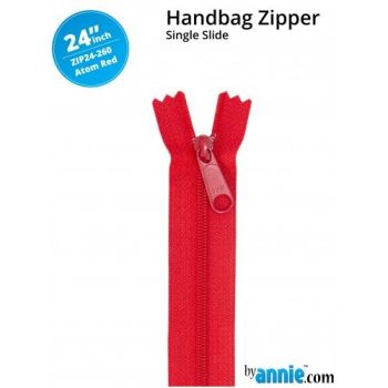 By Annie 24" Handbag Zipper Single Slide Atom Red Zip