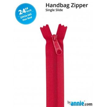 By Annie 24" Handbag Zipper Single Slide Hot Red Zip