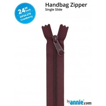 By Annie 24" Handbag Zipper Single Slide Cranberry Zip