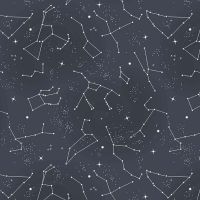 Out of this World with NASA Constellations Charcoal Glow in the Dark Space Stars Constellation Cotton Fabric per half metre