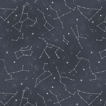 Out of this World with NASA Constellations Charcoal Glow in the Dark Space Stars Constellation Cotton Fabric per half metre