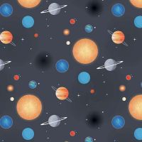 Out of this World with NASA Planets Charcoal Space Stars Solar System Planet Cotton Fabric per half metre