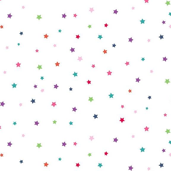 Daydream Rainbow Stars White Star Geometric Cotton Fabric