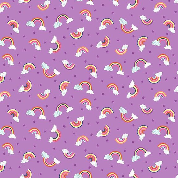 Daydream Rainbows Lilac Tiny Rainbow Scattered Cotton Fabric