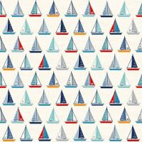 Sail Away Yachts Cream Boats Nautical Sailing Boat Cotton Fabric