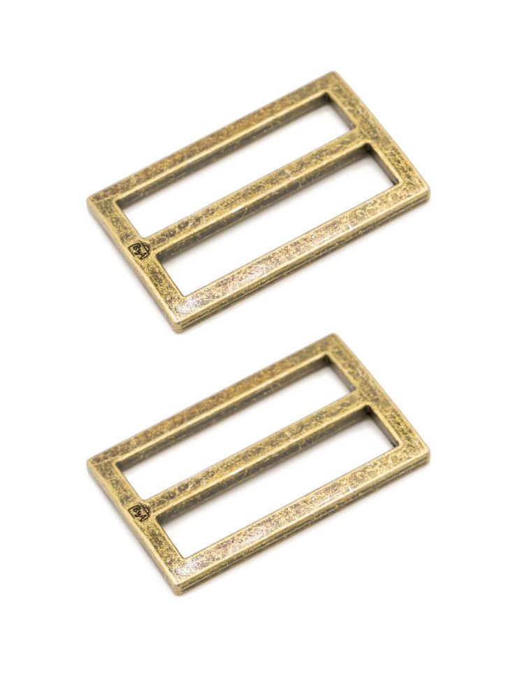 By Annie 1.5in Flat Rectangle Widemouth Slider Antique Brass - 2 Pack