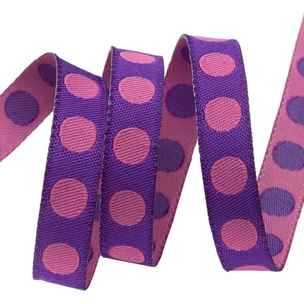 Tula Pink Pom Pom Foxglove Spots Ribbon by Renaissance Ribbons per yard