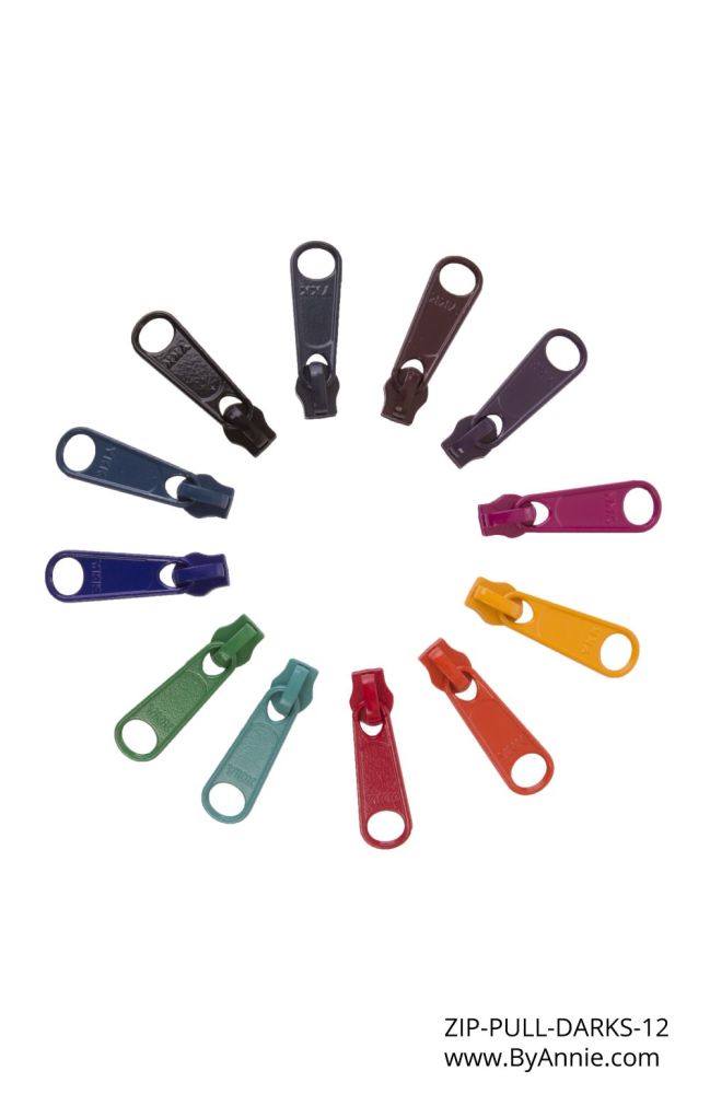 By Annie #4.5 Zipper Pull Set - Darks 12 Pieces