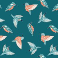 Rivelin Valley Kingfisher Bird British Wildlife Dashwood Bethan Janine Birds Cotton Fabric