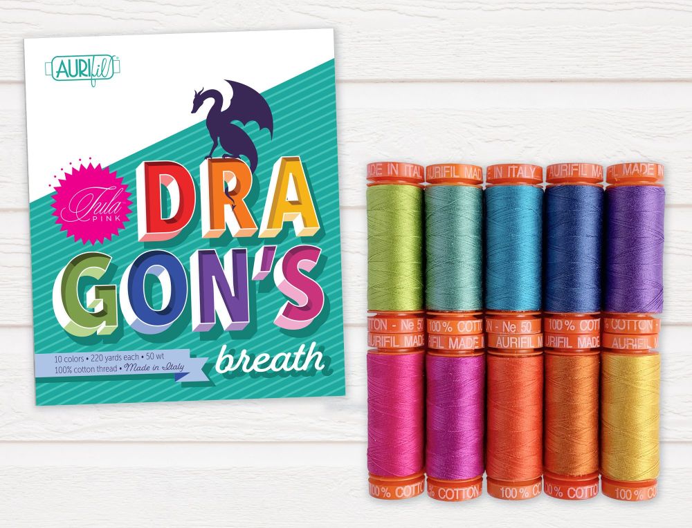 PRE-ORDER Tula Pink Dragon's Breath Collection Aurifil Cotton Thread 10 Sma