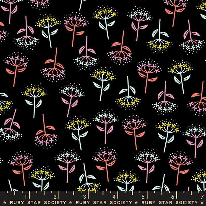 Adorn Bloom Flowers Black Ruby Star Society Rashida Coleman-Hale Cotton Fab