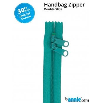 By Annie 30" Handbag Zipper Double Slide Emerald Zip