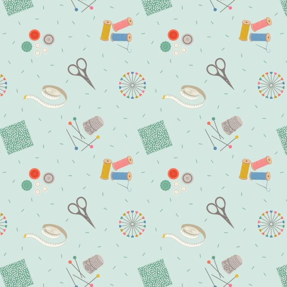 Small Things Crafts Sewing on Light Blue Lewis and Irene Sewing Scissors Pi