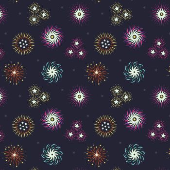 Small Things Glow Fireworks on Black Glow in the Dark GID Lewis and Irene Cotton Fabric SM41.3