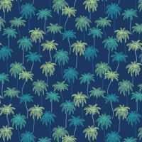 Figo Oasis Palm Tree Navy Tropical Island Cotton Fabric 90229-49