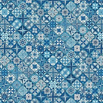 Figo Oasis Moroccan Tiles Geometric Cotton Fabric 90226-45