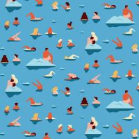 Figo Simple Pleasures Take A Dip Swim Party Cotton Fabric 90307-42