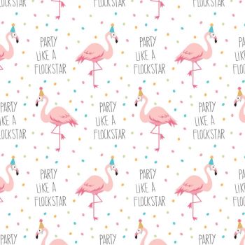 Very Punny Flockstar Flamingo Party Cotton Fabric