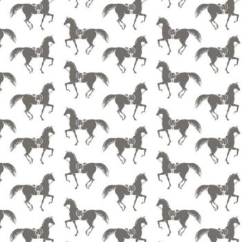 Best In Show by Sara Berrenson Riding Club White Cantering Horses Cotton Fabric