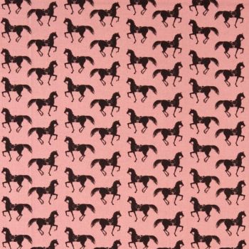 DESTASH 3.5m Best In Show by Sara Berrenson Riding Club Pink Cantering Horses Cotton Fabric