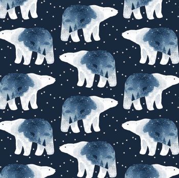 Brave Enough to Dream in Patriot Polar Bear Constellation Bears Winter Dear Stella Cotton Fabric