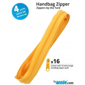By Annie Zippers By The Yard 4 Yard Pack - Buttercup plus 16 Matching Pulls Handbag Zipper Zip