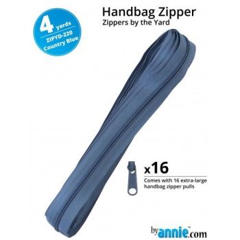 By Annie Zippers By The Yard 4 Yard Pack - Country Blue plus 16 Matching Pulls Handbag Zipper Zip