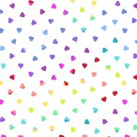 Beguiled Heart of Glass White Libs Elliott Hearts Rainbow Ombre Cotton Fabric 9756 L