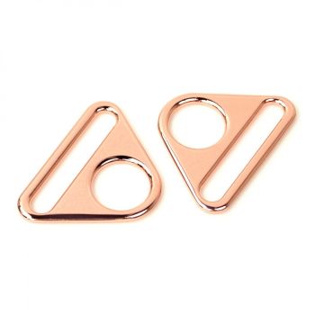 Sallie Tomato 1.5" Triangle Rings Hardware Rose Gold for Bag and Purse Making - Set of 2