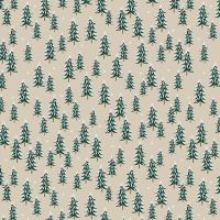 Rifle Paper Co. Holiday Classics Fir Trees Linen Snow Covered Trees Cotton Fabric
