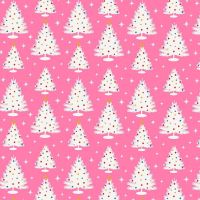 Figo Peppermint Cute Holiday Trees on Bright Pink Festive Christmas Holiday Cotton Fabric 90373-21