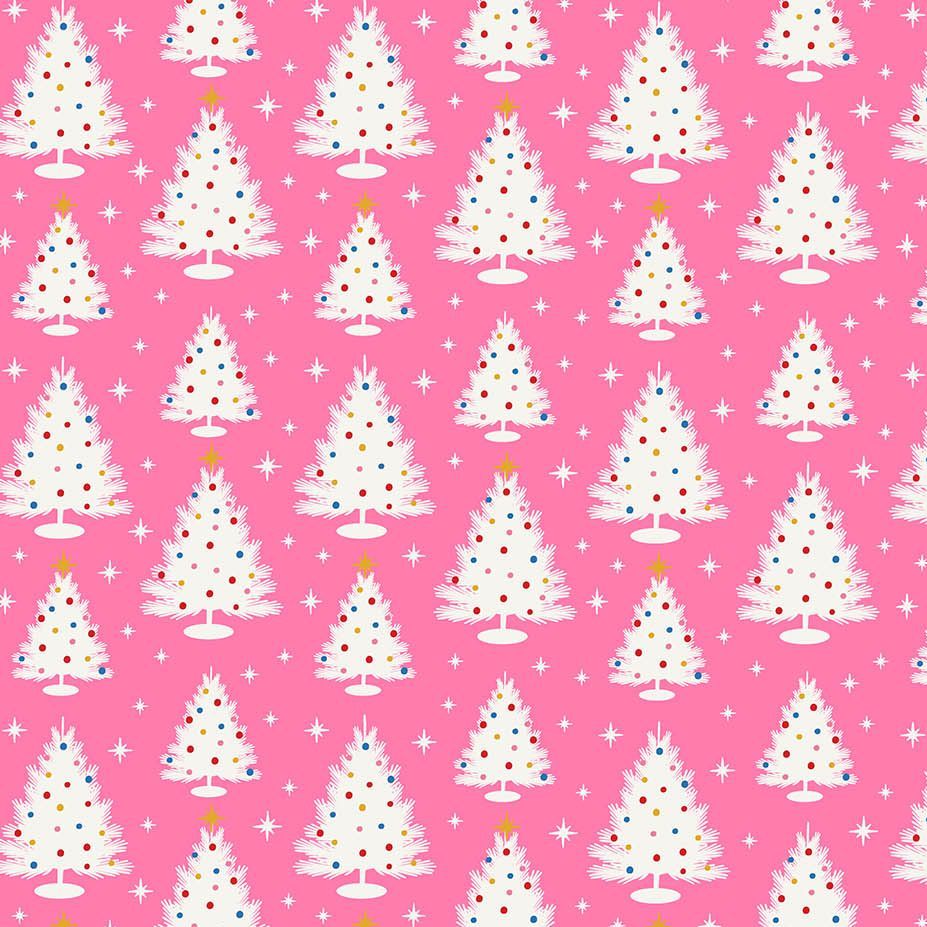 Figo Peppermint Cute Holiday Trees on Bright Pink Festive Christmas Holiday