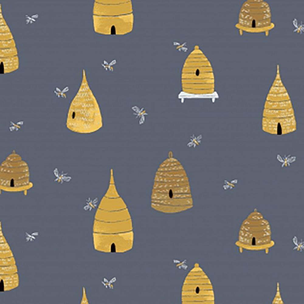 Honey Bee Bee Hives in Sky Bumblebees Rae Ritchie Dear Stella Cotton Fabric