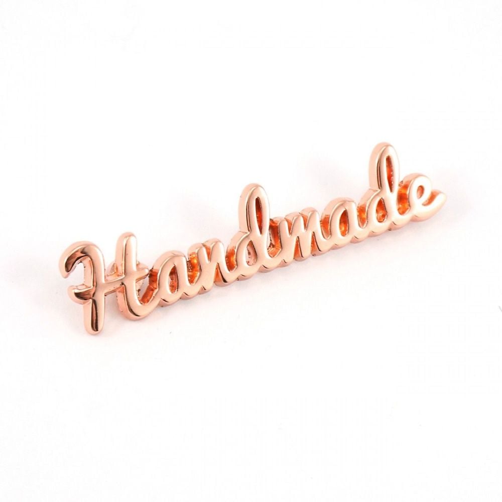 'Handmade' Script Bag Making Label Rose Gold Copper Emmaline Bags Hardware 