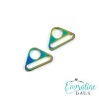 Triangle Rings 1" Hardware Rainbow Iridescent by Emmaline Bags for Bag and Purse Making - Set of 2