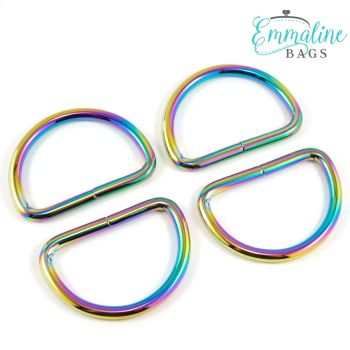 D-Rings 1.5" Hardware Rainbow Iridescent D-Ring by Emmaline Bags for Bag and Purse Making - Set of 4