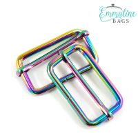 Adjustable Slider 1.5" Hardware Rainbow Iridescent Rectangle Sliders by Emmaline Bags for Bag and Purse Making - Set of 2