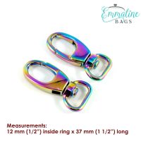 Swivel Snap Hook 0.5" Hardware Rainbow Iridescent Designer Profile by Emmaline Bags for Bag and Purse Making - Set of 2