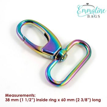 Swivel Snap Hook 1.5" Hardware Rainbow Iridescent Designer Profile by Emmaline Bags for Bag and Purse Making - Set of 2
