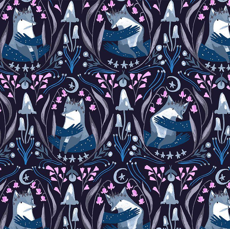 Lantern Light by Rae Ritchie Foxes Nighttime Woodland Floral Foxes Dear Ste