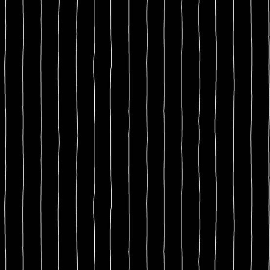 Buzzin Around Black with White Drawn Lines Pinstripe Stripes Cotton Fabric