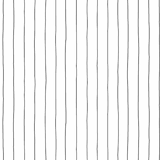 Buzzin Around White with Black Drawn Lines Pinstripe Stripes Cotton Fabric