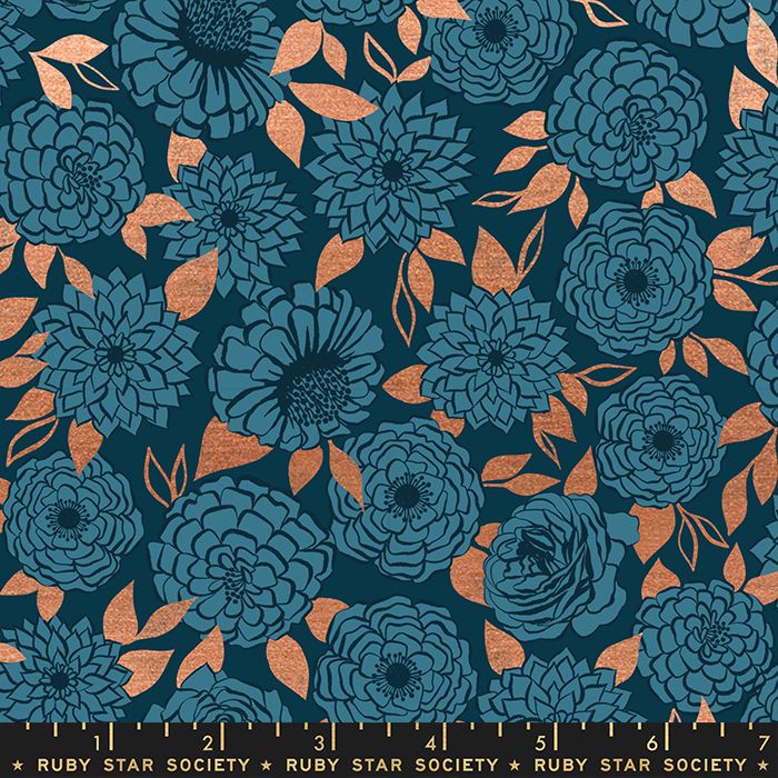 Stay Gold Sparkle Peacock Metallic Copper Floral Flower Ruby Star Society M